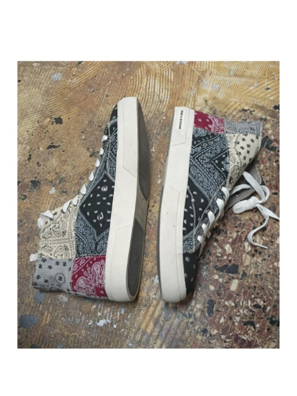 Sun + Stone Men’s Mesa Bandana Patchwork High Top Sneakers